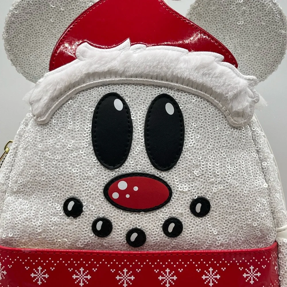 Disney Mickey Mouse Sequin Snowman Mini Backpack & Wallet NWT!‎